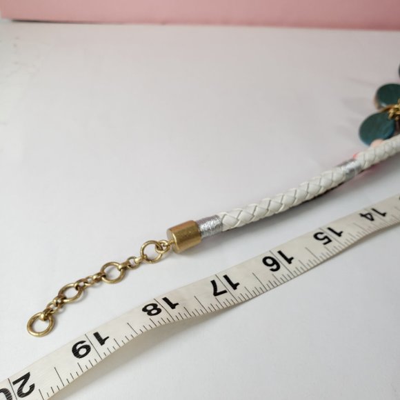 J. Crew Leather, Wood & Crystal Drops Necklace - Picture 10 of 16